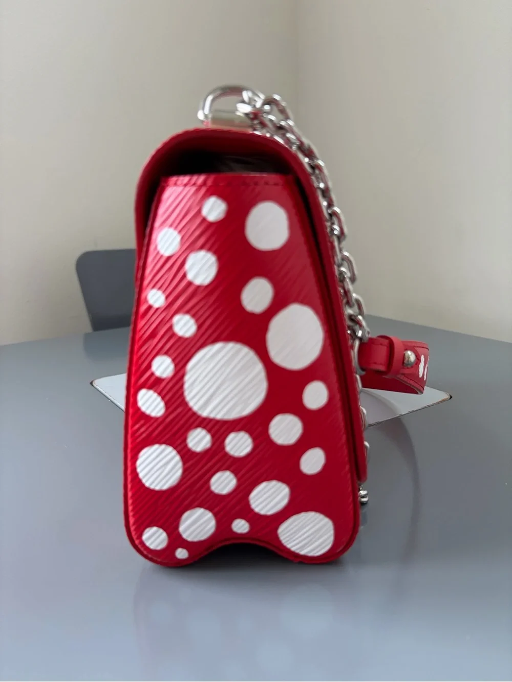 Louis Vuitton Red and White Polka Dot Chain Shoulder Bag